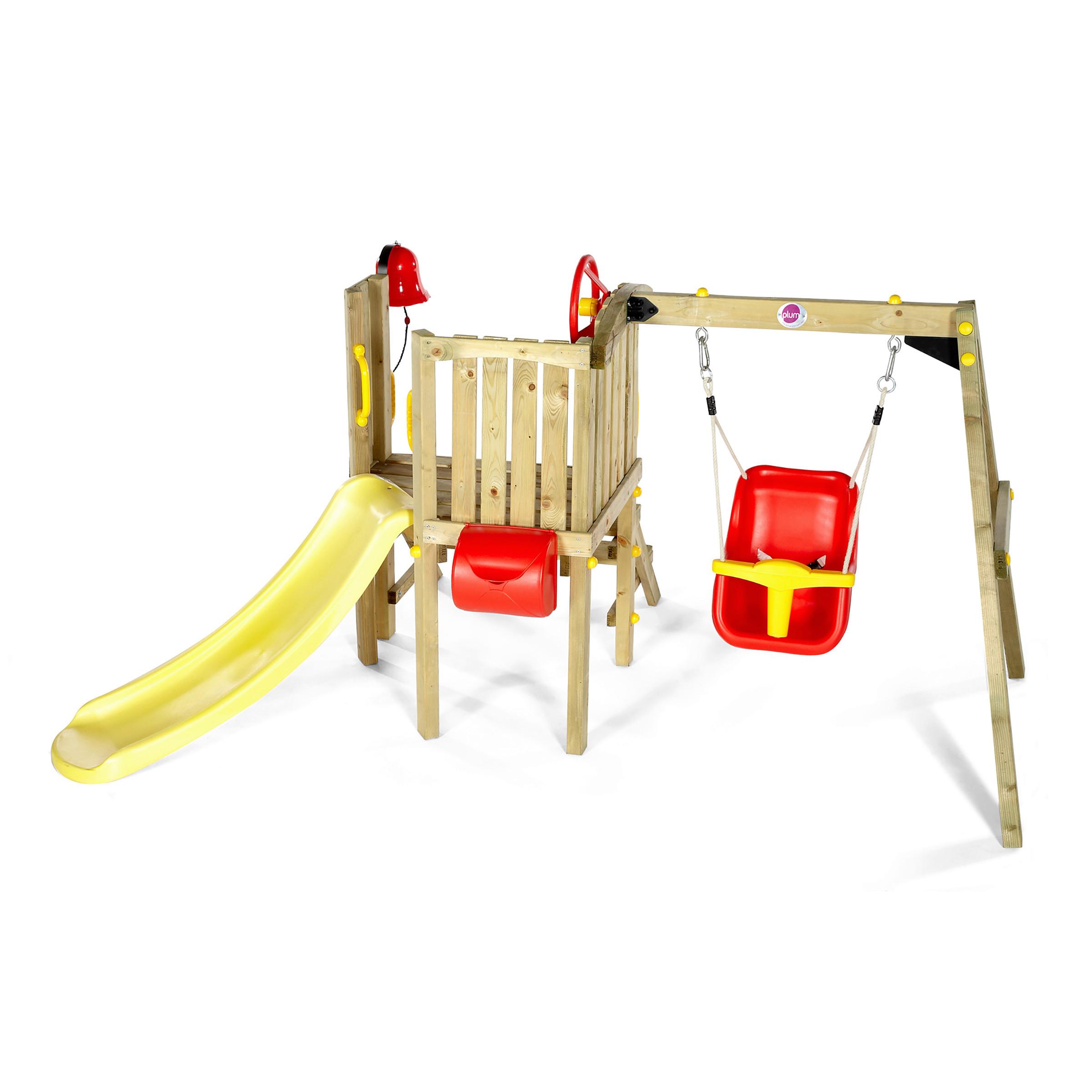 Spielturm Plum aus Holz/Kunststoff - Fichtefarben/Gelb, Basics, Holz/Kunststoff (244/162/123cm)