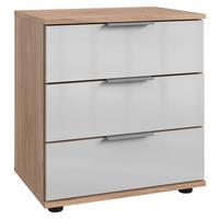 Nočna Omarica New York, Bela, Barve Hrasta - barve hrasta/bela, kovina/leseni material (52/58/38cm) - Premium Living