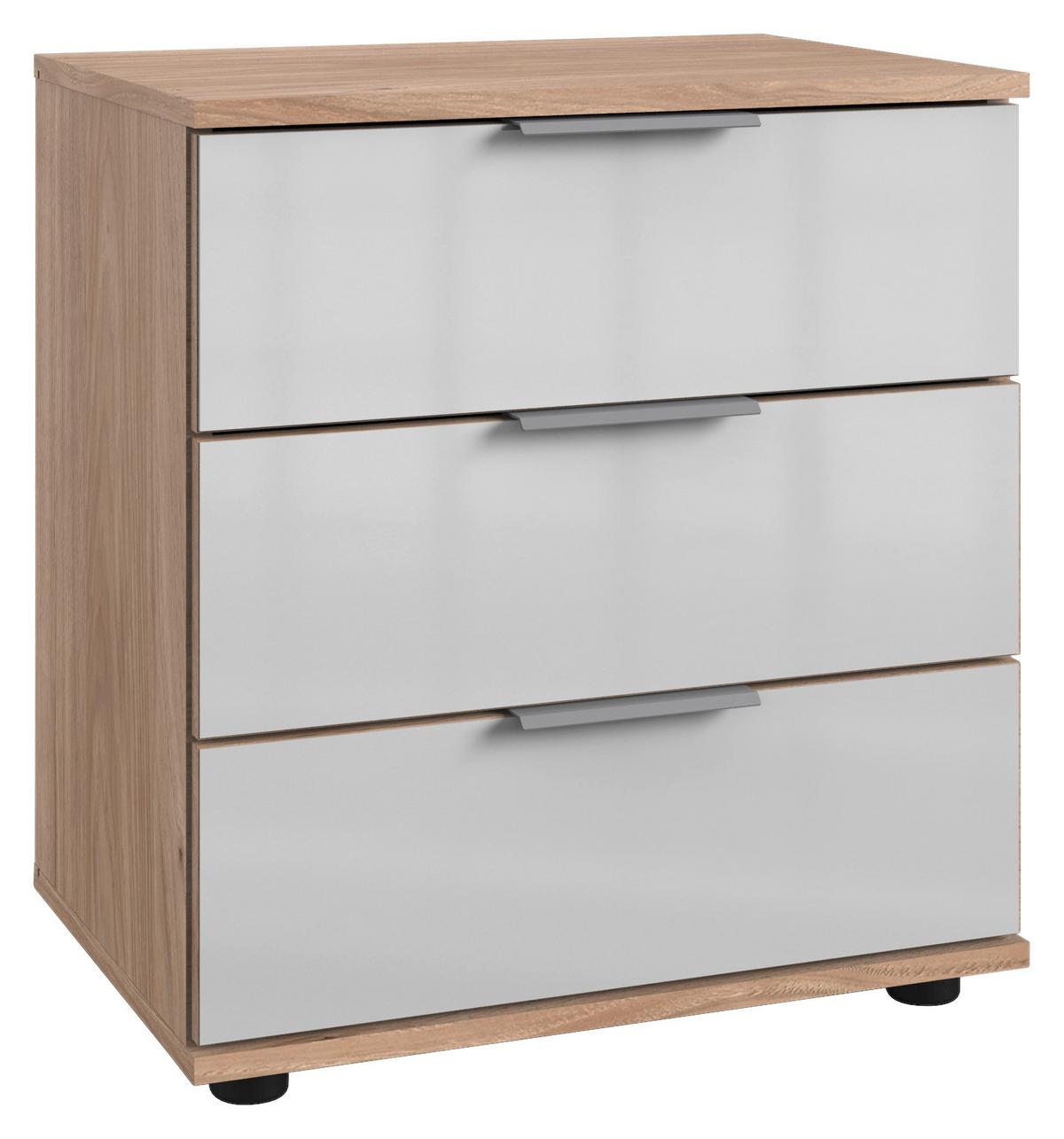 Nočna Omarica New York, Bela, Barve Hrasta - barve hrasta/bela, kovina/leseni material (52/58/38cm) - Premium Living