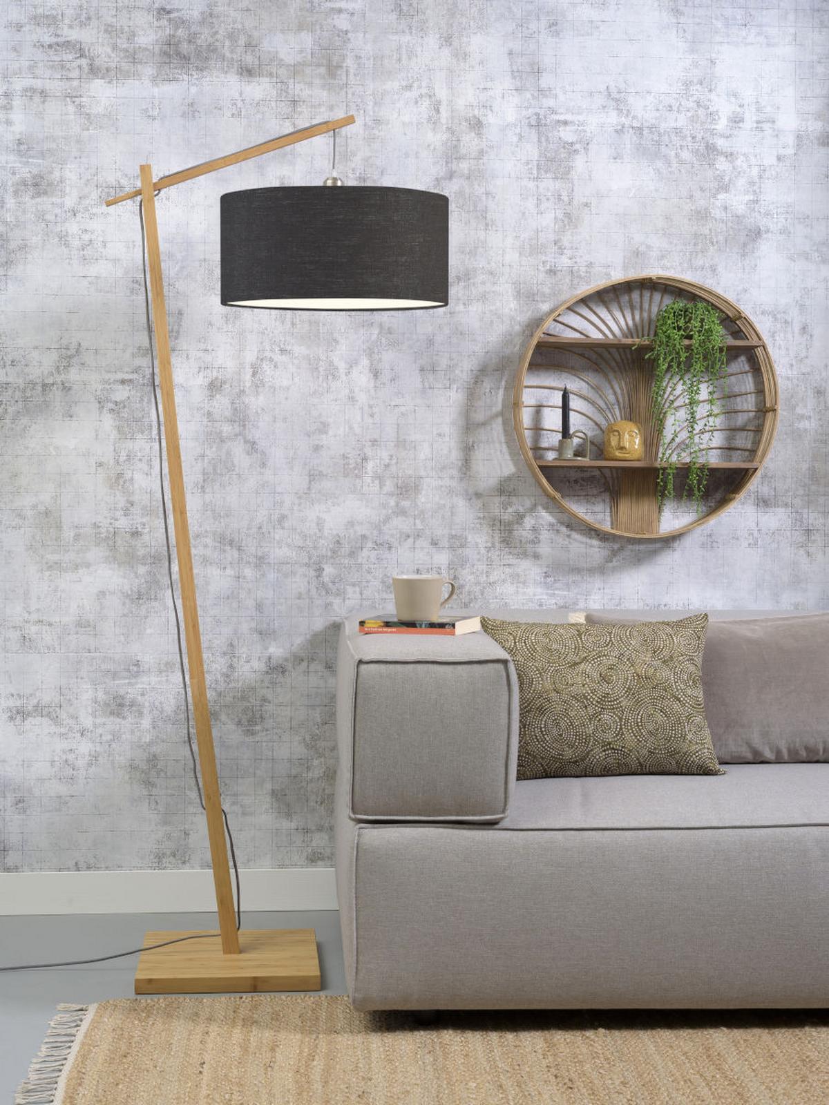 Stoječa Svetilka Andes, Temno Siva, Bambus - temno siva/naravne barve, Design, tekstil/les (47/176/23cm) - Good & Mojo