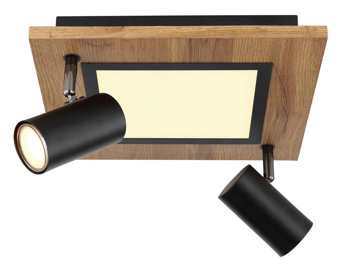 LED-Deckenleuchte Ulla in Natur/Schwarz max. 12 Watt - Opal/Schwarz, Design, Holzwerkstoff/Kunststoff (30/30/18cm) - Globo