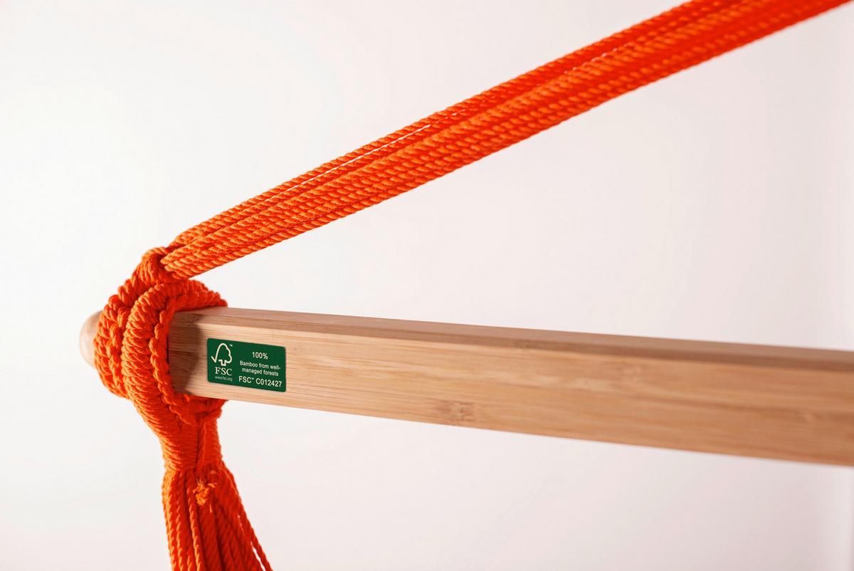 Hängesessel Comfort Hammock Echtholz Gelb/Orange/Rot/Grau - Gelb/Rot, LIFESTYLE, Holz/Textil (110/160/180cm) - La Siesta