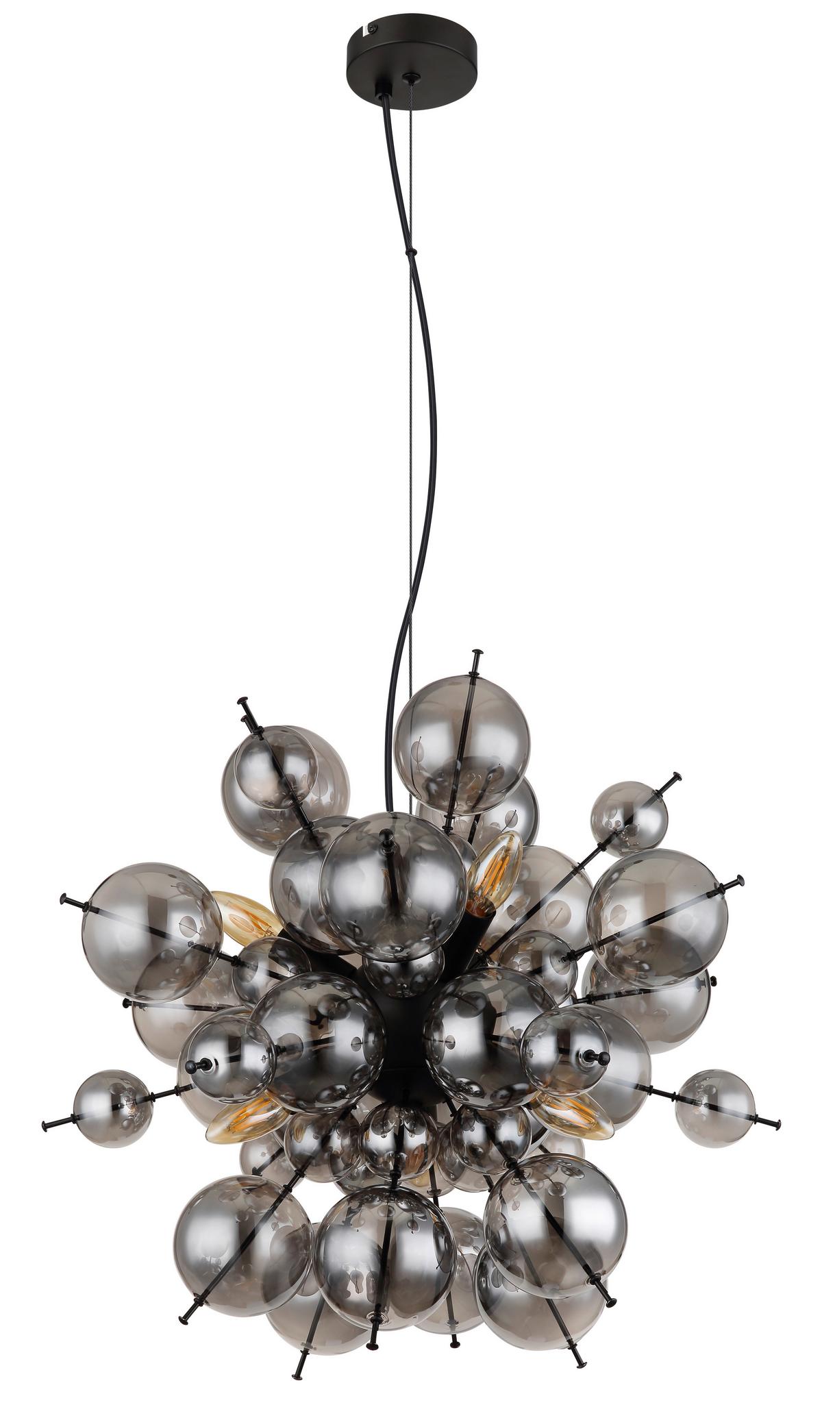 Hängeleuchte Udo Schwarz max. 25 Watt - Schwarz, Design, Glas/Metall (55/120cm) - Globo