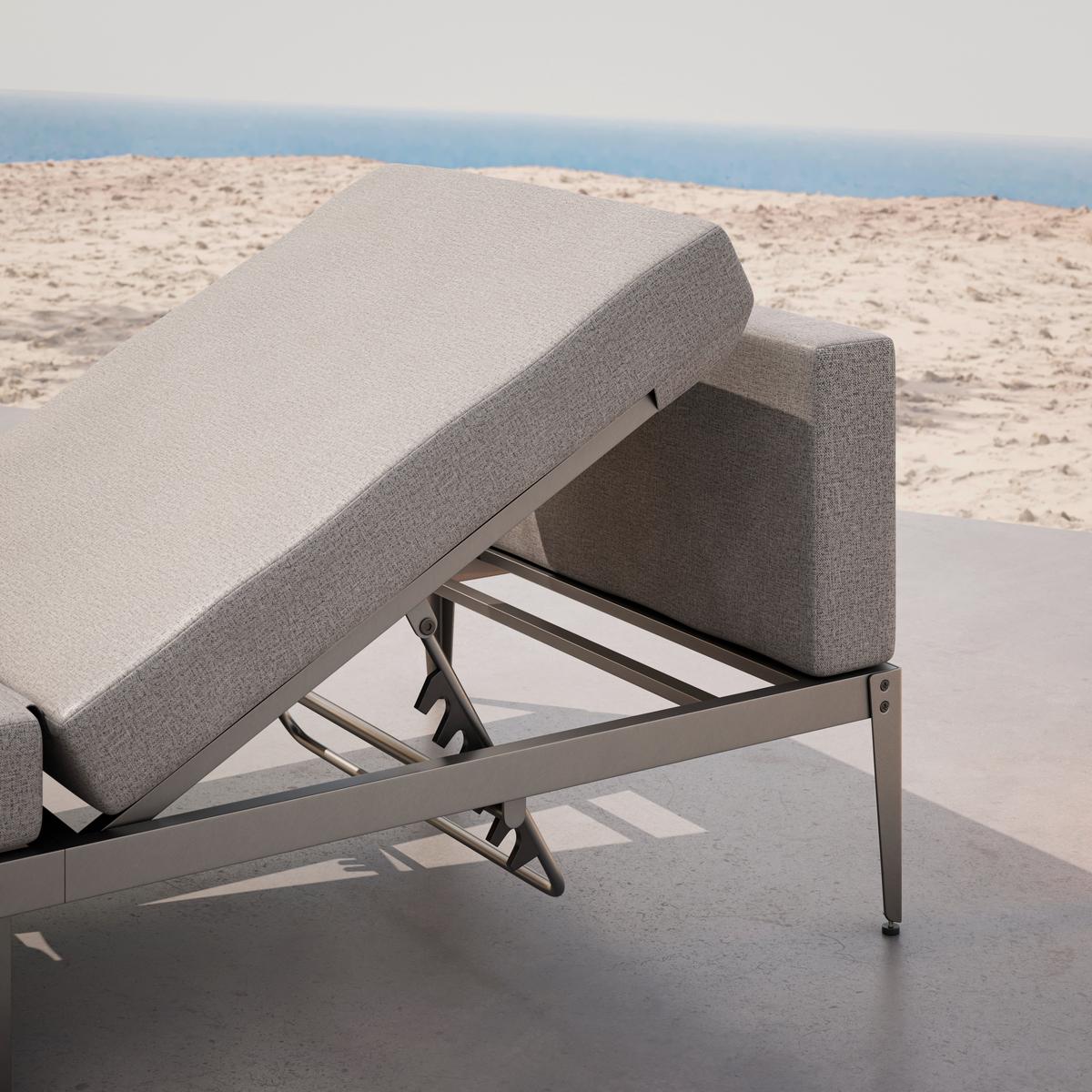 Gartenliege Flo in Grau/Teakfarben - Dunkelgrau/Grau, Modern, Holz/Metall (201/81/61,5cm) - Mömax