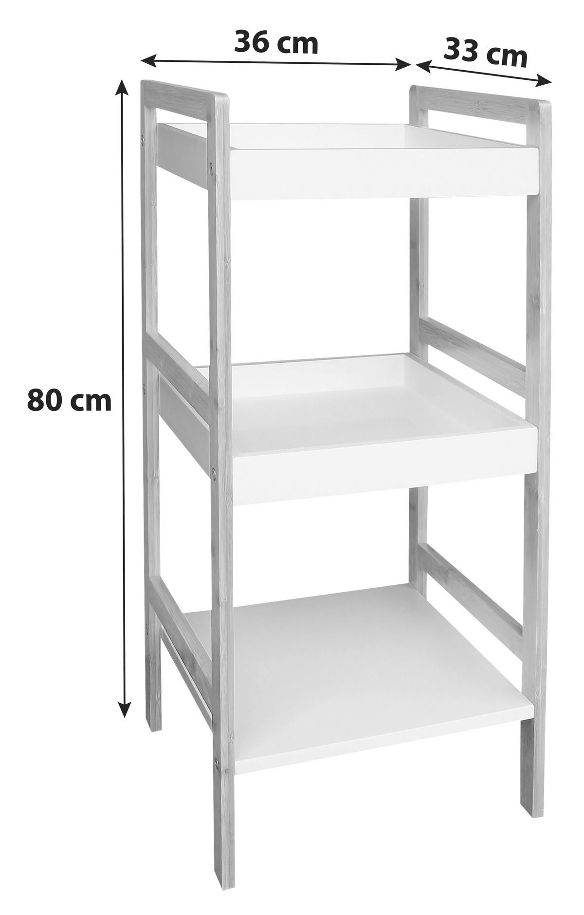 Etajeră LIANE 1 - alb/culoare natur, Modern, materiale naturale/material pe bază de lemn (36/80/33cm) - Based