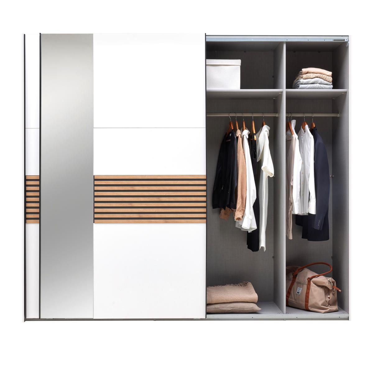 Omara Z Drsnimi Vrati Leo - črna/bela, Konvencionalno, kovina/steklo (250/216/65cm) - Premium Living