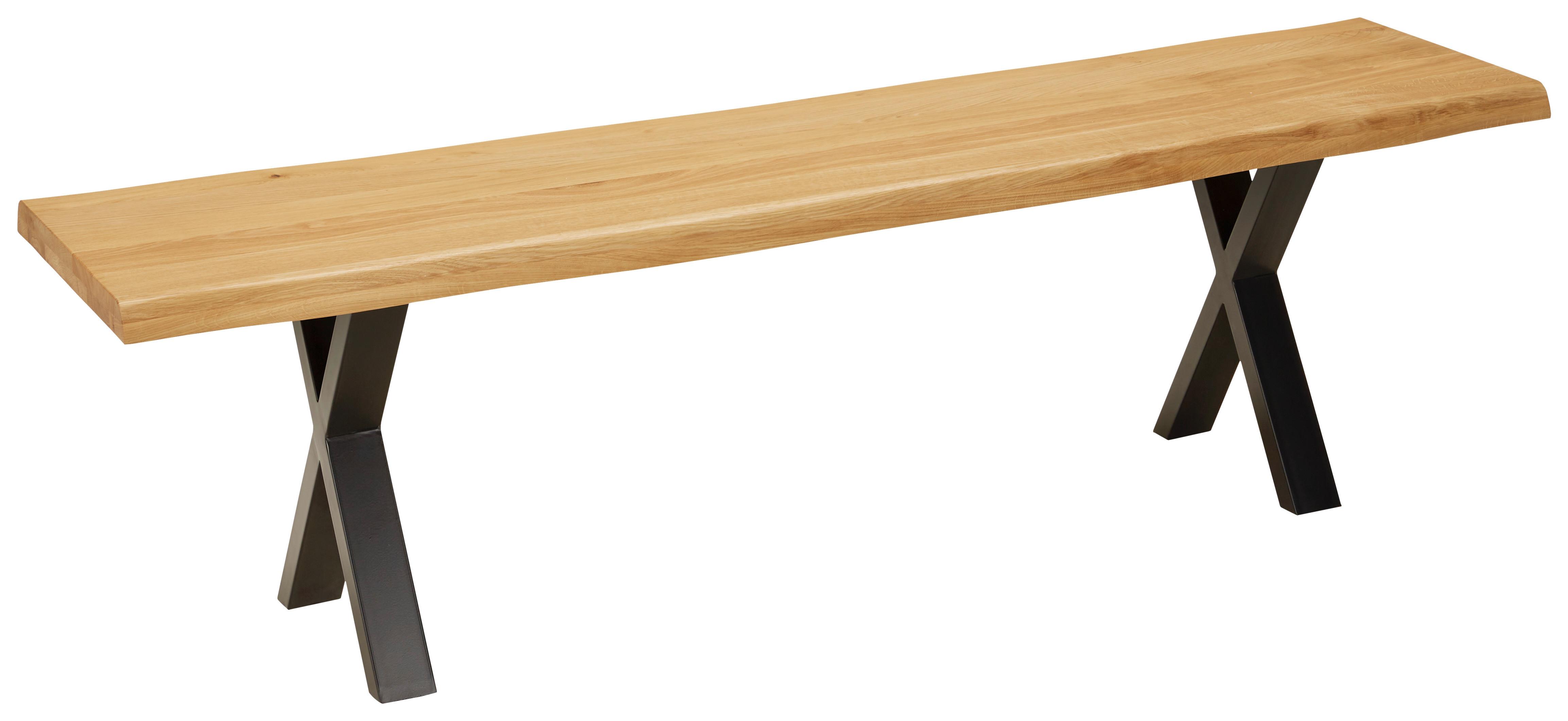 Klop Oak, Divji Hrast, 160x38 - črna/barve hrasta, Natur, kovina/les (160/44/38cm) - Zandiara