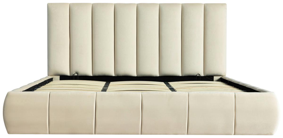 Oblazinjena Postelja Damast, Bež, 180x200cm - črna/bež, Design, kovina/umetna masa (195/110/223cm) - Livetastic