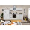 Küchenzeile mit Geräten Weiß B: ca. 300 cm - Edelstahlfarben/Weiß, KONVENTIONELL, Holzwerkstoff/Metall (300cm) - Respekta