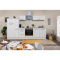Küchenzeile mit Geräten Weiß B: ca. 300 cm - Edelstahlfarben/Weiß, KONVENTIONELL, Holzwerkstoff/Metall (300cm) - Respekta