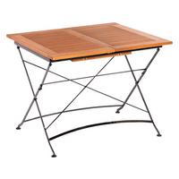 Gartentisch "Schlossgarten" aus Eukalyptus, natur/schwarz - Schwarz/Naturfarben, ROMANTIK / LANDHAUS, Holz/Metall (100-150/90/74cm) - Gardenson