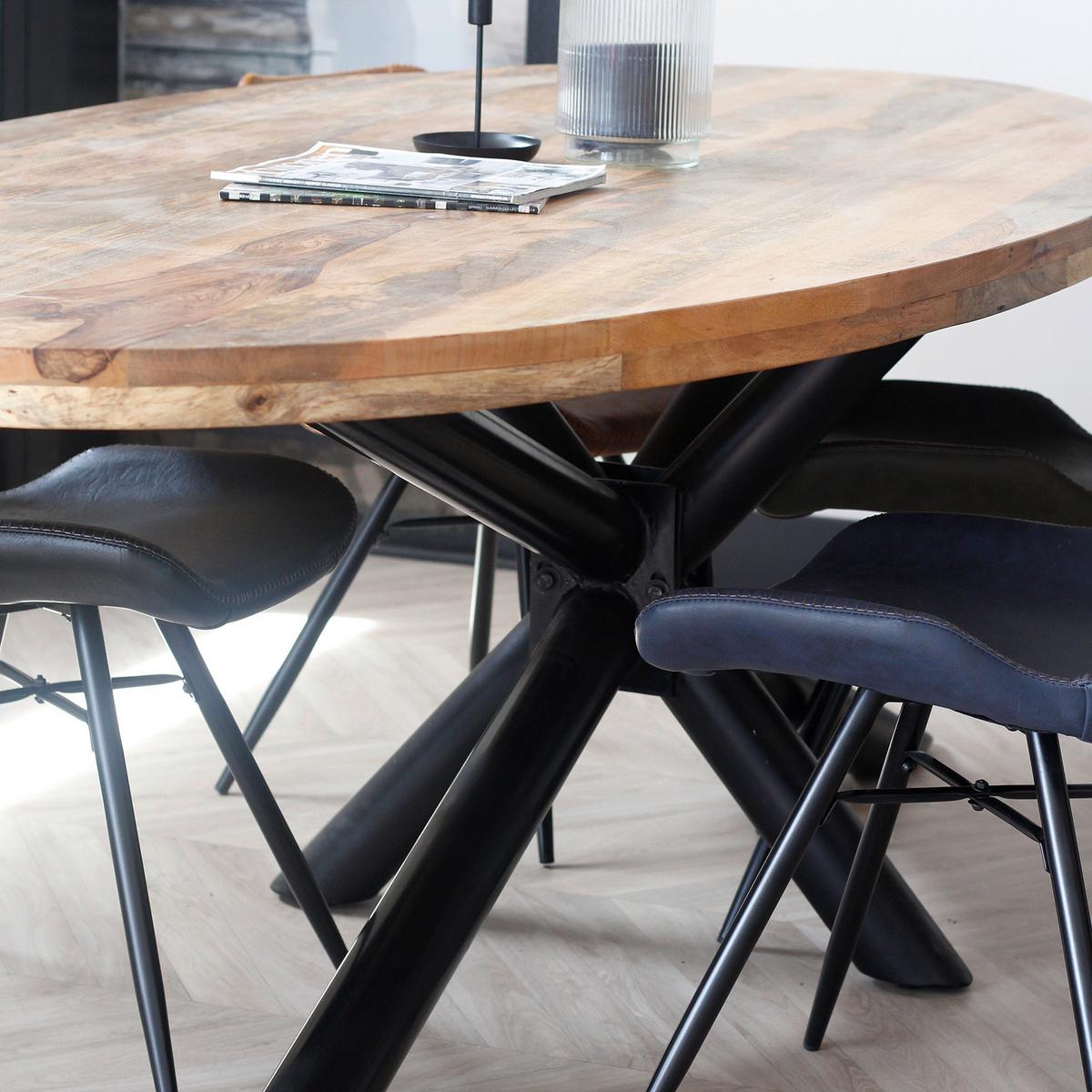 ESSTISCH INDUSTRIAL ROUND - Schwarz/Braun, Natur, Holz/Metall (180/100/77cm) - MID.YOU