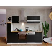 Küchenzeile Economy m. Geräten Schwarz/Nussbaum B: ca. 250 cm - Edelstahlfarben/Nussbaumfarben, Basics, Holzwerkstoff/Metall (250cm) - Respekta