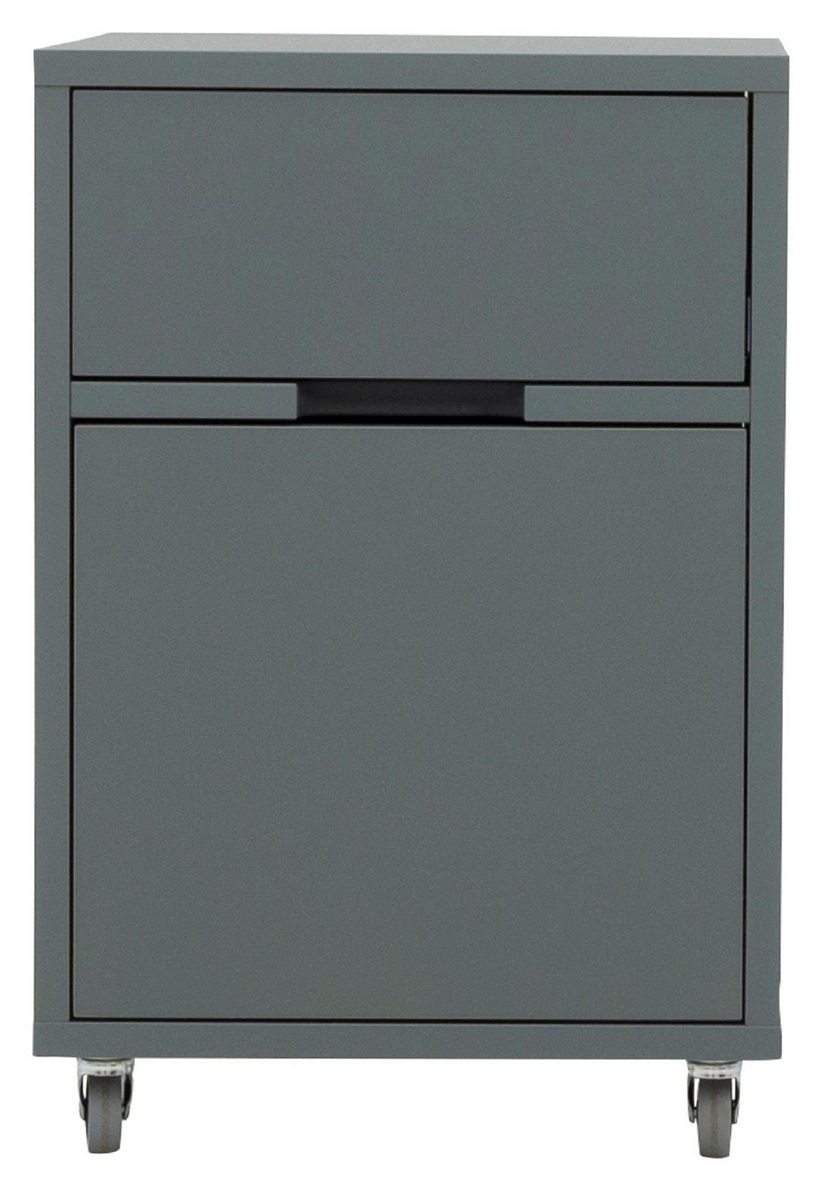 KONTENER NA KÓŁKACH LIPP - zielony, Design, materiał drewnopochodny/tworzywo sztuczne (40/60/45cm)
