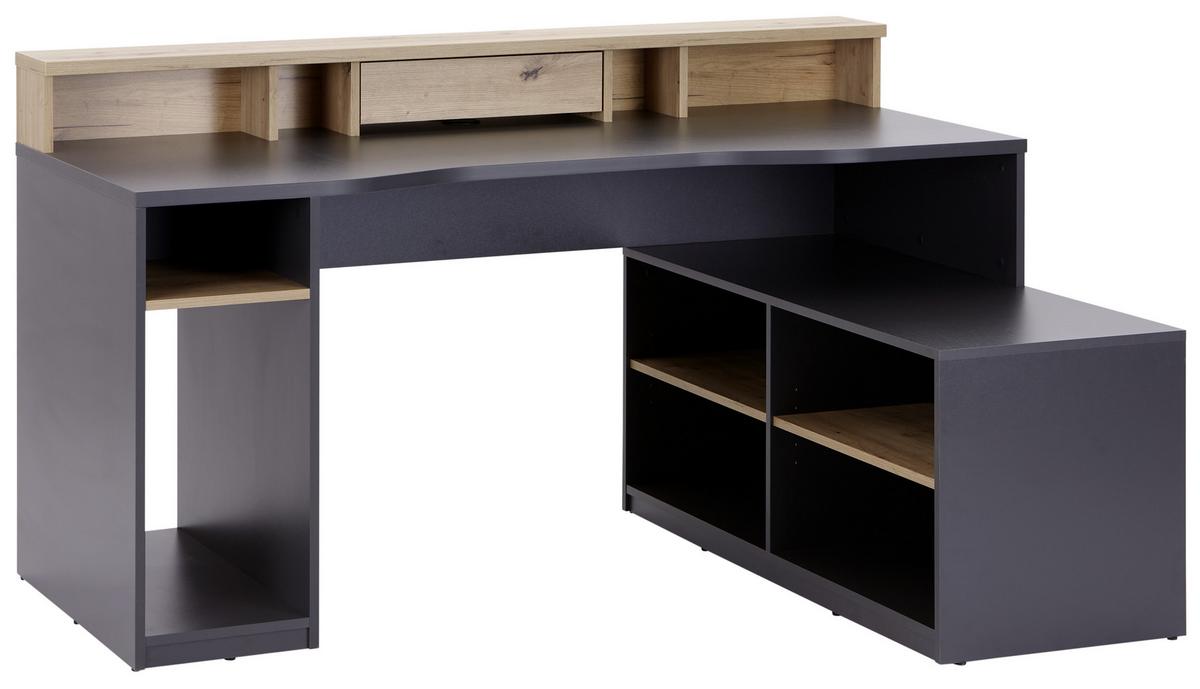 Masa de scris TEAMPLAYER - culoare lemn stejar/antracit, Modern, material pe bază de lemn (160/91,5/120cm) - Modern Living