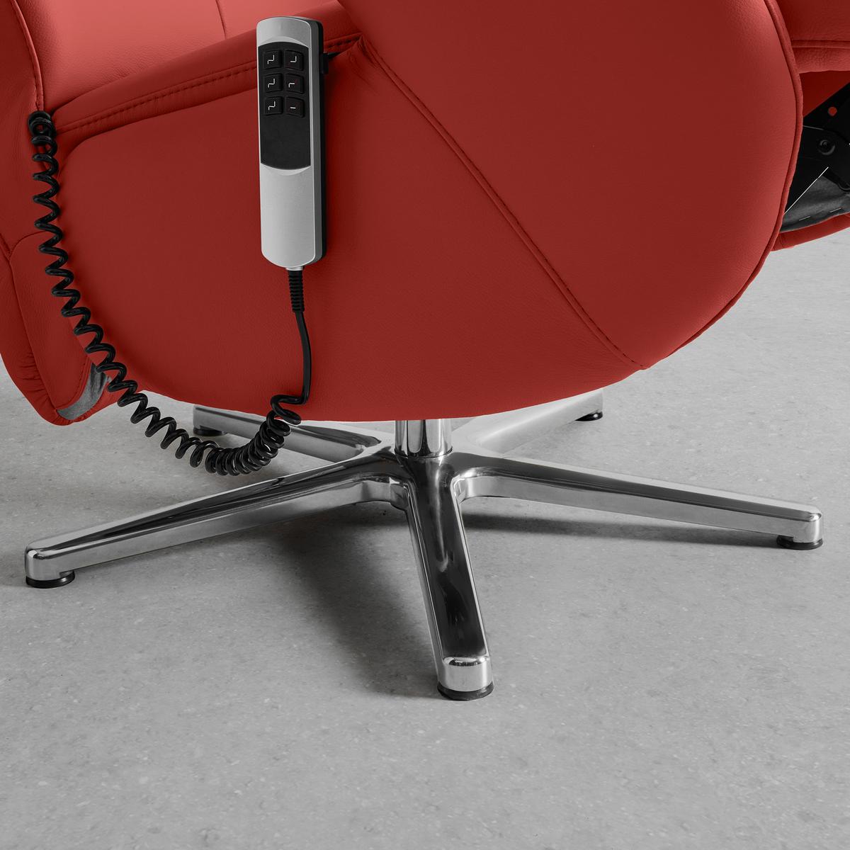 Relaxsessel Sitting 2 Dunkelrot - Chromfarben/Dunkelrot, MODERN, Leder (70/111/80cm) - Premium Living