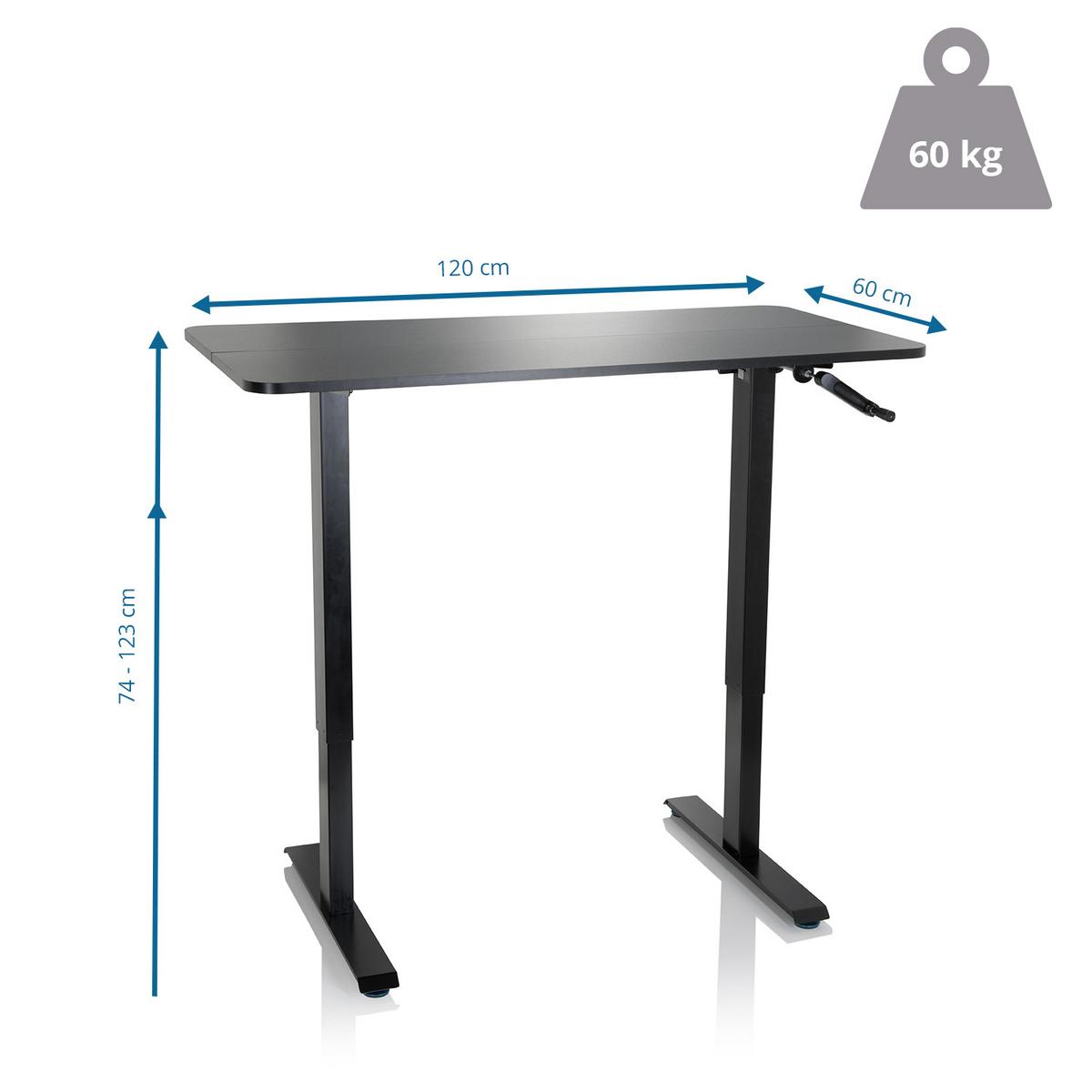 Dvižna Miza Stand Cr, Črna - črna, Moderno, kovina/leseni material (120/74/60cm) - MID.YOU
