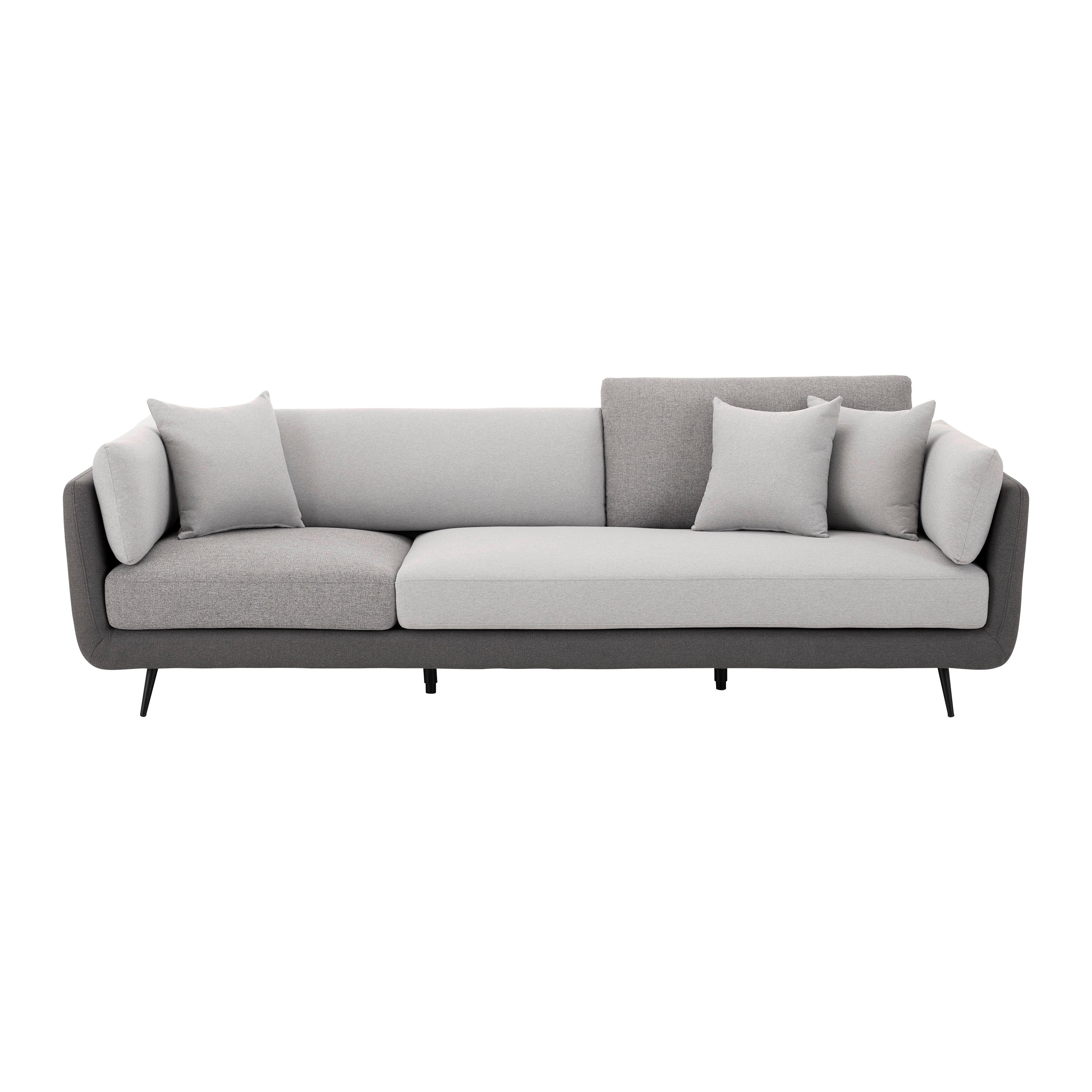 Sofa "Genesis", dreisitzer, grau - Schwarz/Grau, MODERN, Holz/Textil (261/65/91cm) - Bessagi Home