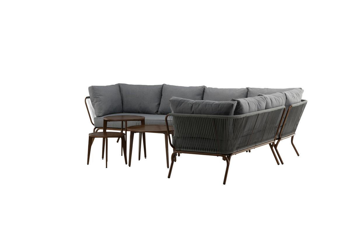Dining-Loungeset Roxo ca. 283x221 cm Grau - Braun/Grau, KONVENTIONELL, Textil/Metall - Gardenson
