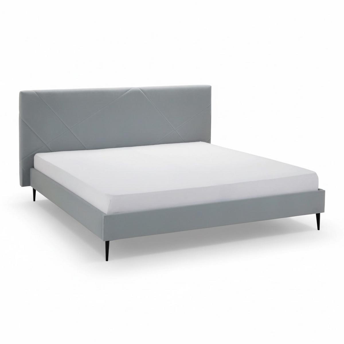 ŁÓŻKO TAPICEROWANE ELENA - kolor naturalny/czarny, Modern, metal/drewno (180/200cm) - Bessagi Home