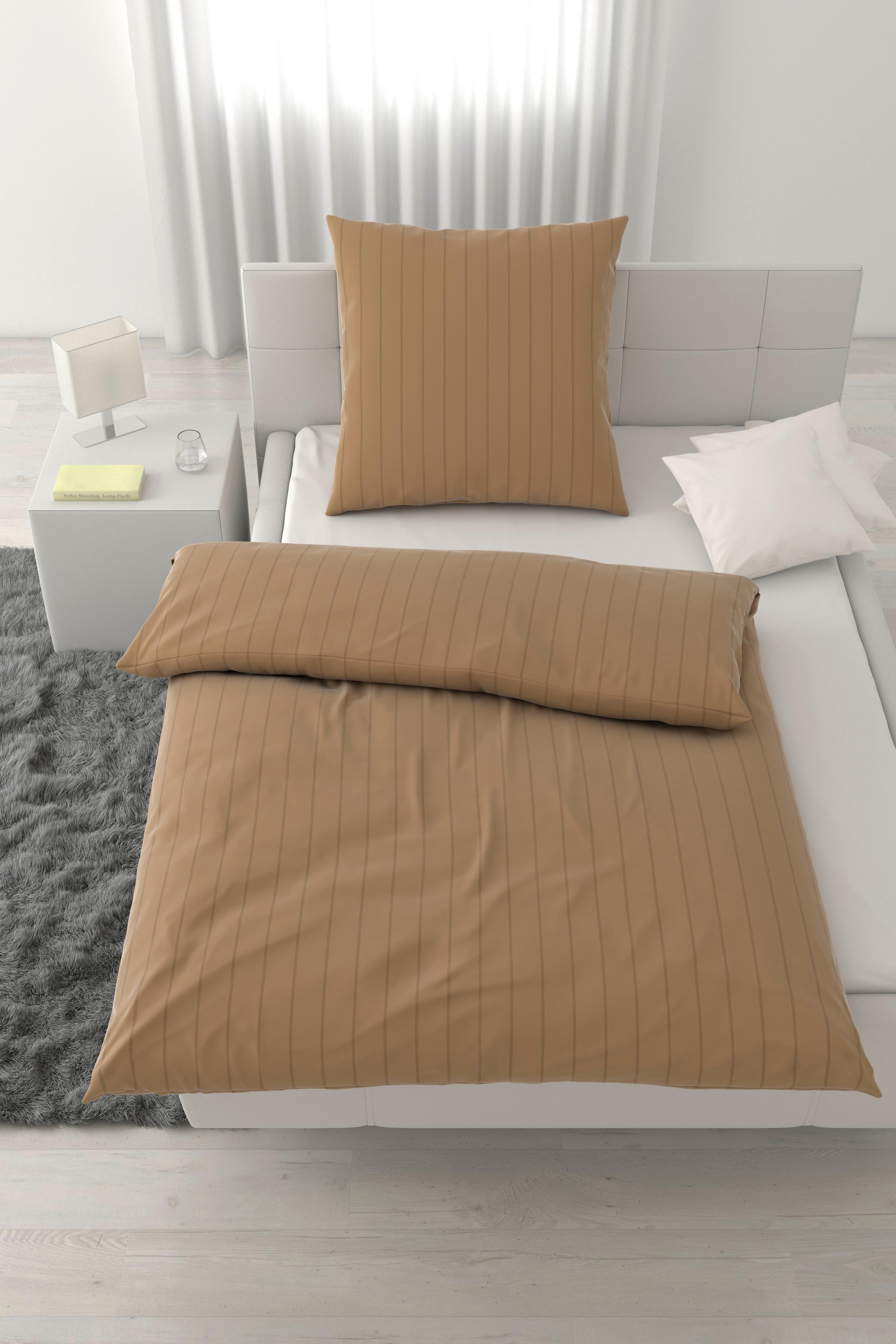 Bettwäsche Dobby Streif XL Goldfarben ca. 135x200cm - Goldfarben, Textil (135/200cm) - Mömax