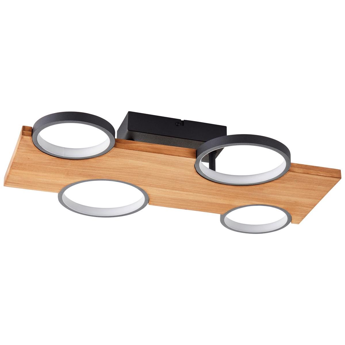 LED-Deckenleuchte Cheesy Schwarz/Hellbraun max. 28 Watt - Hellbraun/Schwarz, Natur, Holz/Metall (10,2/55/34,6cm) - Brilliant