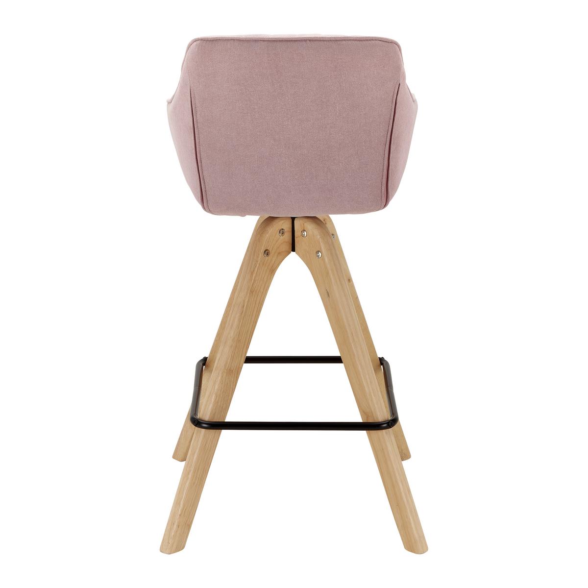 Barhocker Leonie Rosa Webstoff Drehbar Gepolstert - Eichefarben/Schwarz, MODERN, Holz/Textil (55/106/56cm) - Bessagi Home