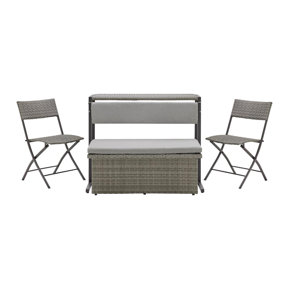 Balkonski Set Mario - sivo-smeđa, Moderno, tekstil/metal (110/86,5/80cm) - Bessagi Garden