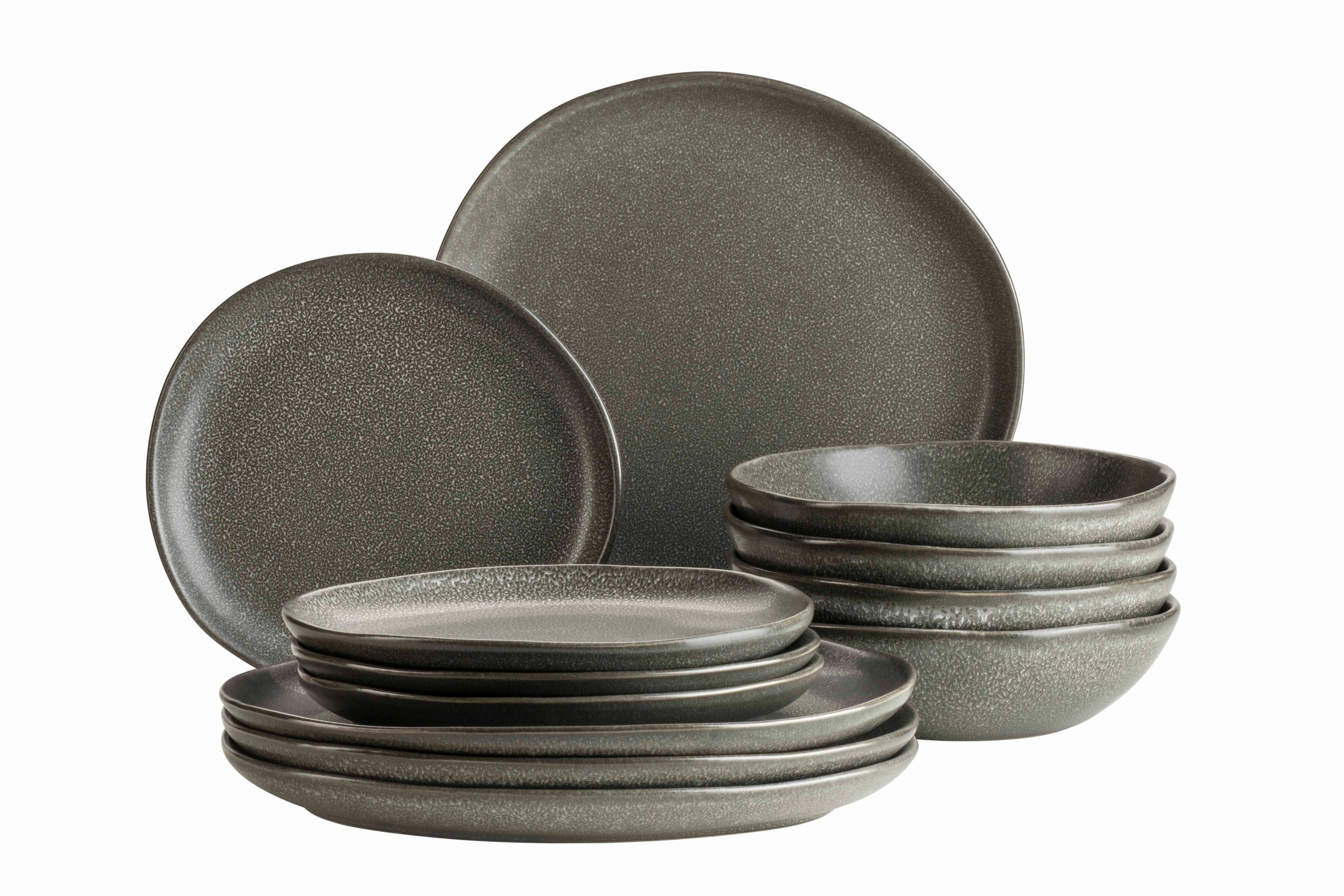 SERVICE DE TABLE MARLENA - gris foncé, Basics, céramique - Mäser
