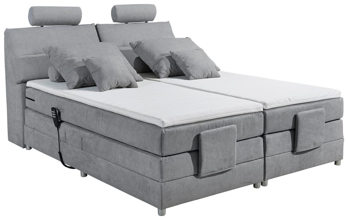 Boxspringbett Palermo elektrisch 180x200cm Hellgrau - Silberfarben/Hellgrau, MODERN, Holzwerkstoff/Kunststoff (180/200cm) - MID.YOU