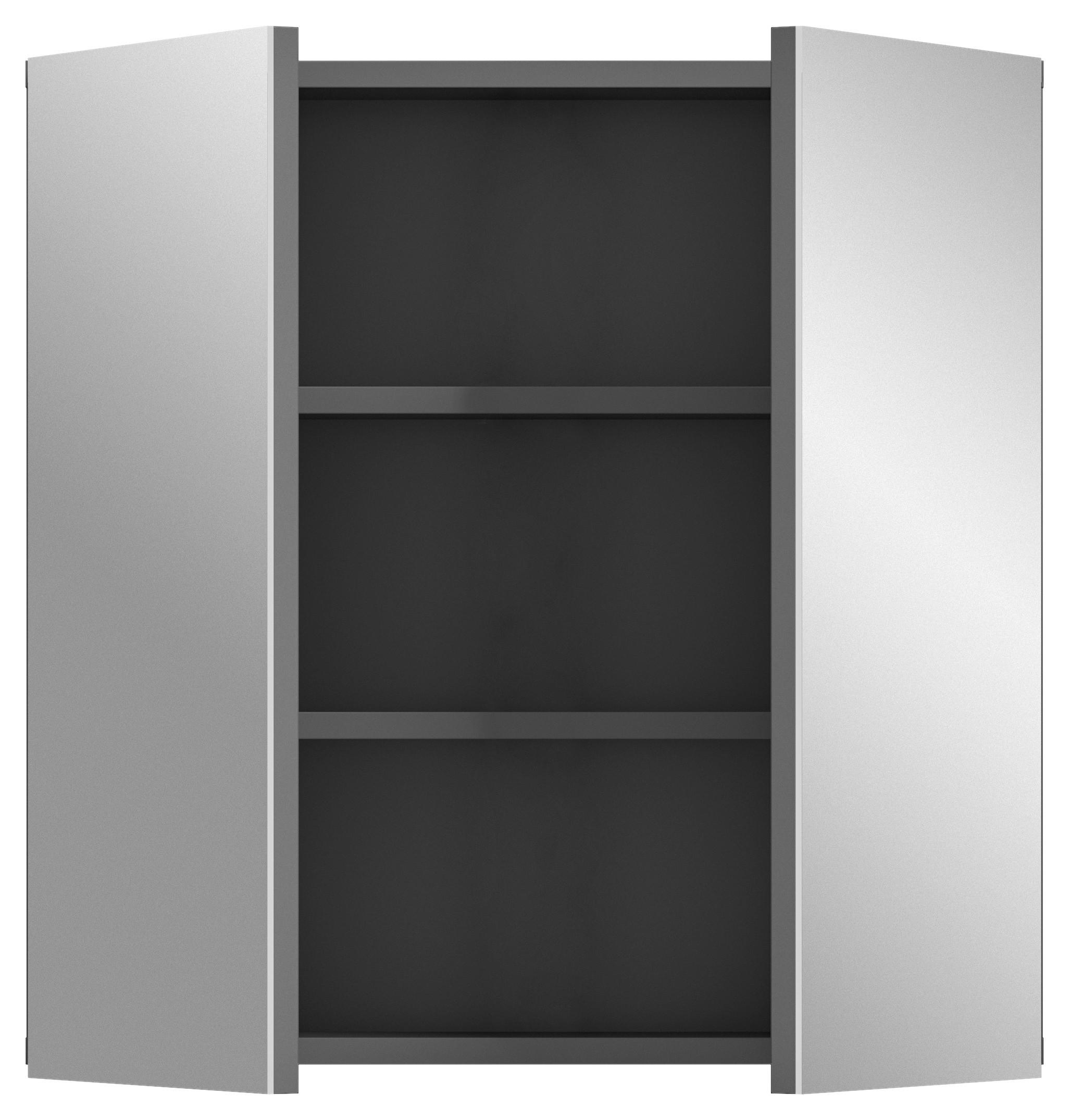 Spiegelschrank Soft ca. 60x60x15 cm Grau hochglanz - MODERN, Glas/Holzwerkstoff (60/60/15cm) - MID.YOU