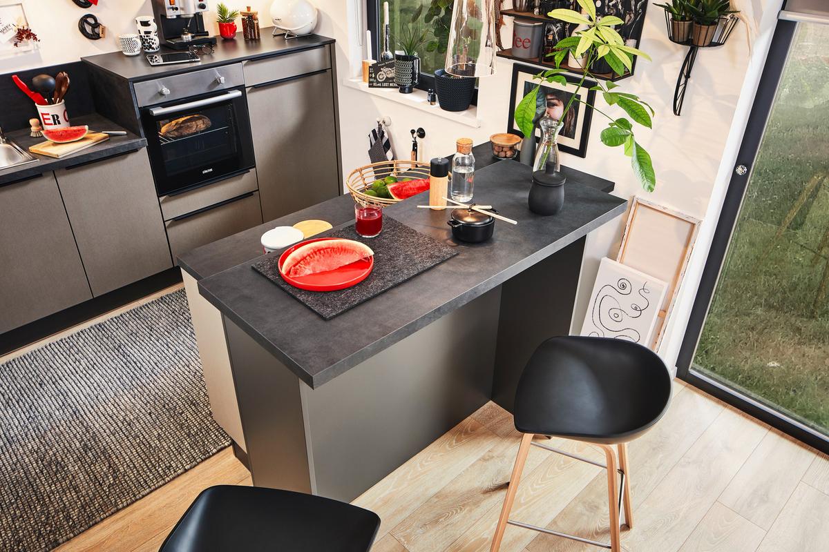 Einbauküche PN205 in Grau/Champagner - Champagner/Weiß, MODERN, Holzwerkstoff - Pino