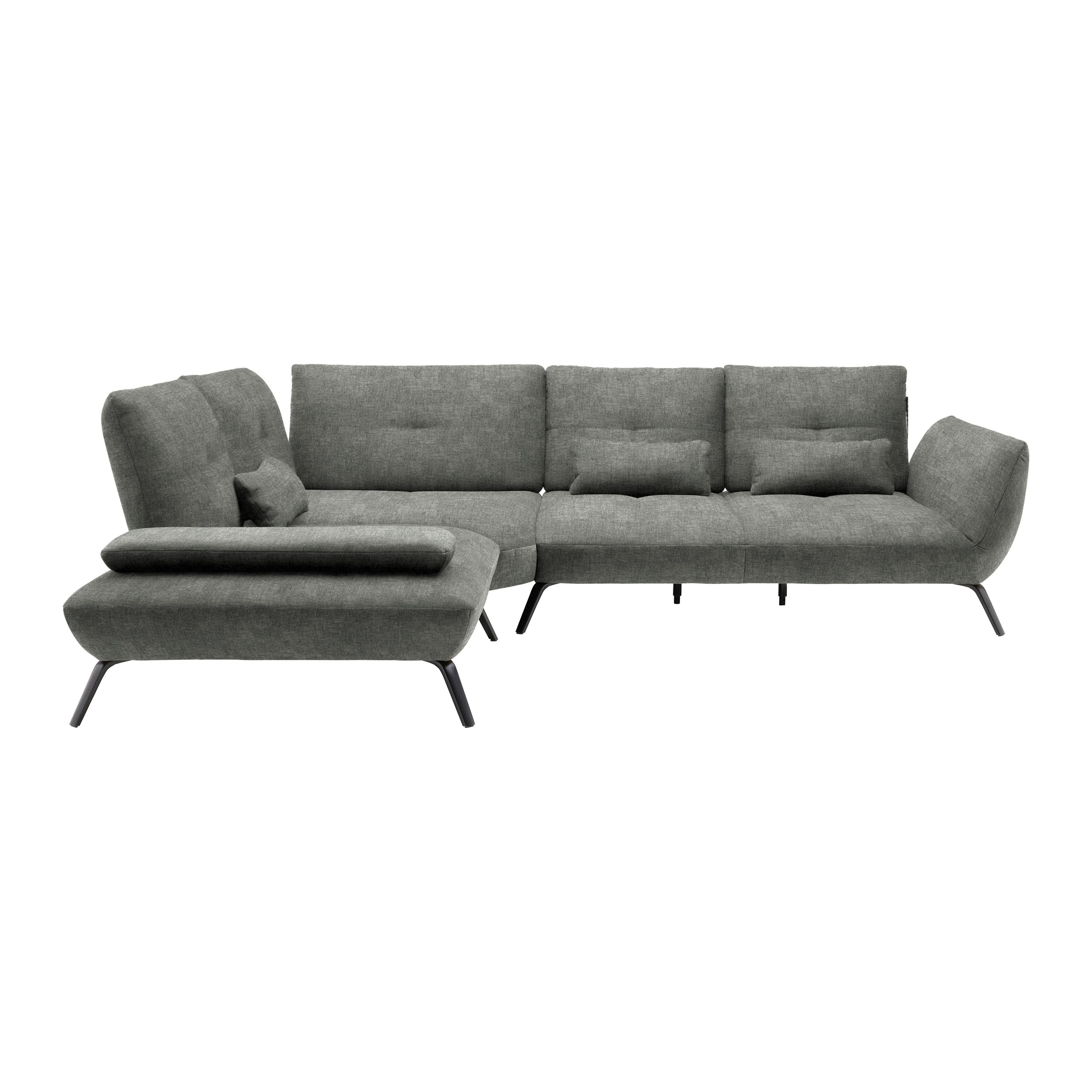 Wohnlandschaft Trendy Dunkelgrau - Dunkelgrau/Schwarz, MODERN, Holzwerkstoff/Textil (250/93/310cm) - Premium Living