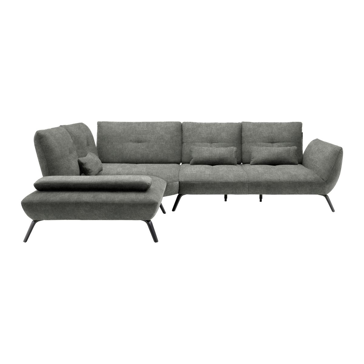 Wohnlandschaft Trendy Dunkelgrau - Dunkelgrau/Schwarz, MODERN, Holzwerkstoff/Textil (250/93/310cm) - Premium Living