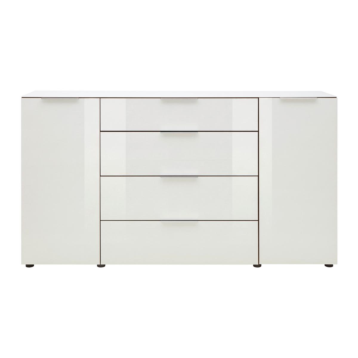 Sideboard Siena Weiß/Nussbaumfarben - Silberfarben/Nussbaumfarben, MODERN, Glas/Holzwerkstoff (180/99/40cm) - Mömax