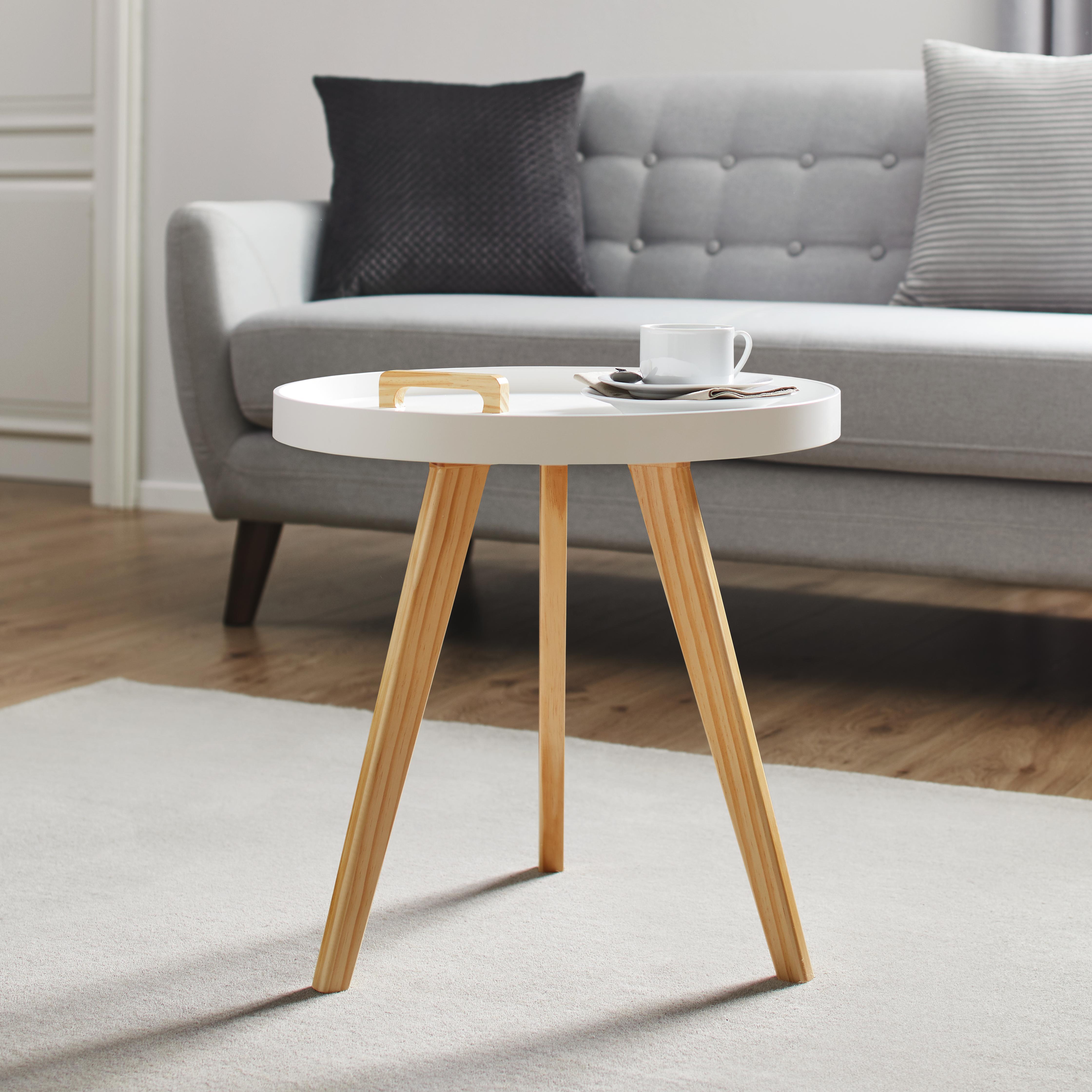 Couchtisch in Pinienfarben/ Weiß Ø ca.50cm 'Jill' - Weiß/Pinienfarben, MODERN, Holz/Holzwerkstoff (50/50cm) - Bessagi Home