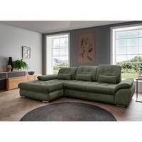 Ecksofa Rigatti Grün Chenille m. Bettkasten - Chromfarben/Grün, MODERN, Textil/Metall (184/314cm) - Livetastic
