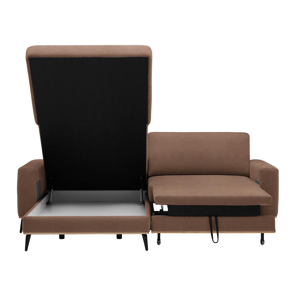 Wohnlandschaft Romeo Braun - Schwarz/Braun, KONVENTIONELL, Textil/Metall (167/87/234cm) - Zandiara