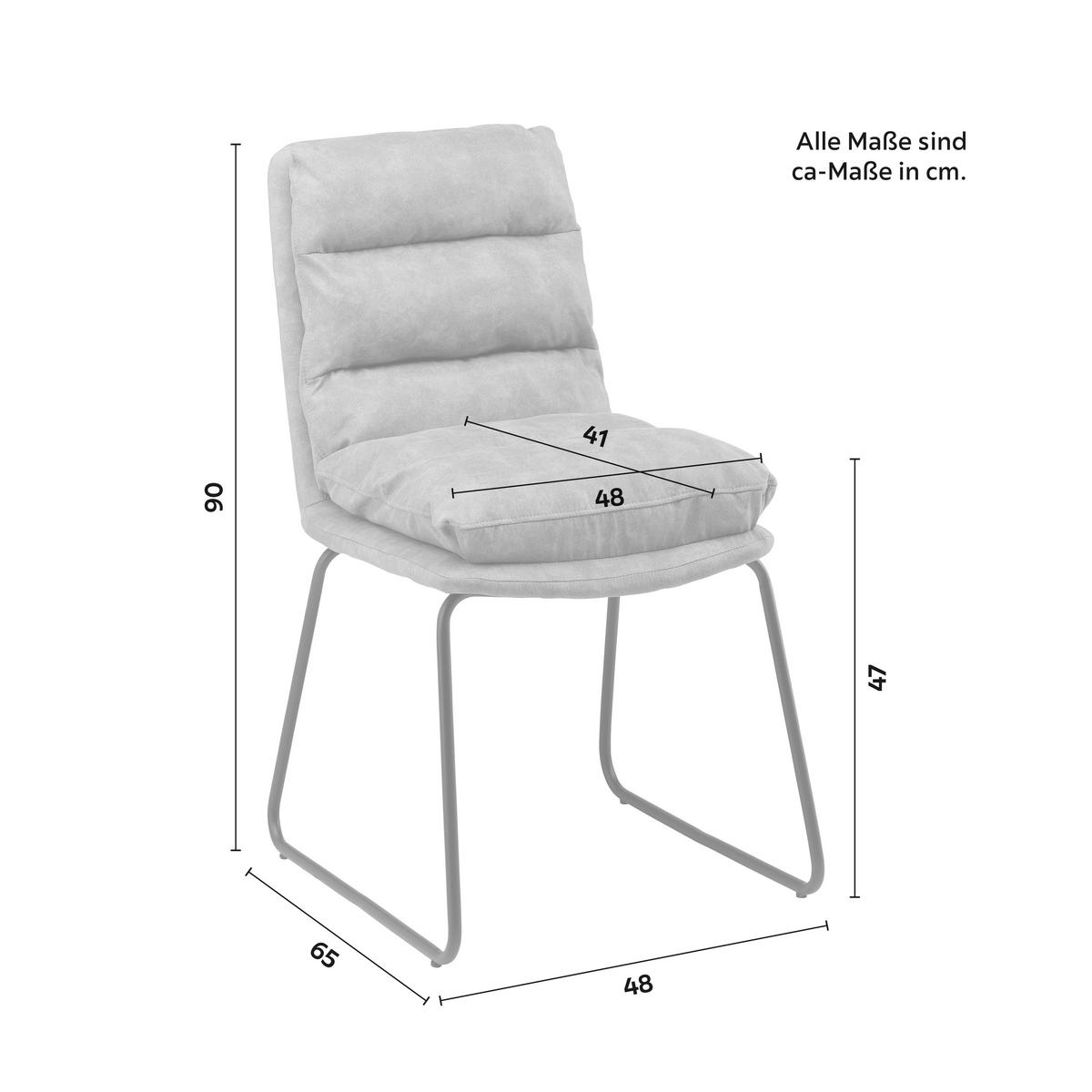Stol Kona, Siva - siva/črna, Moderno, kovina/tekstil (48/90/65cm) - Bessagi Home
