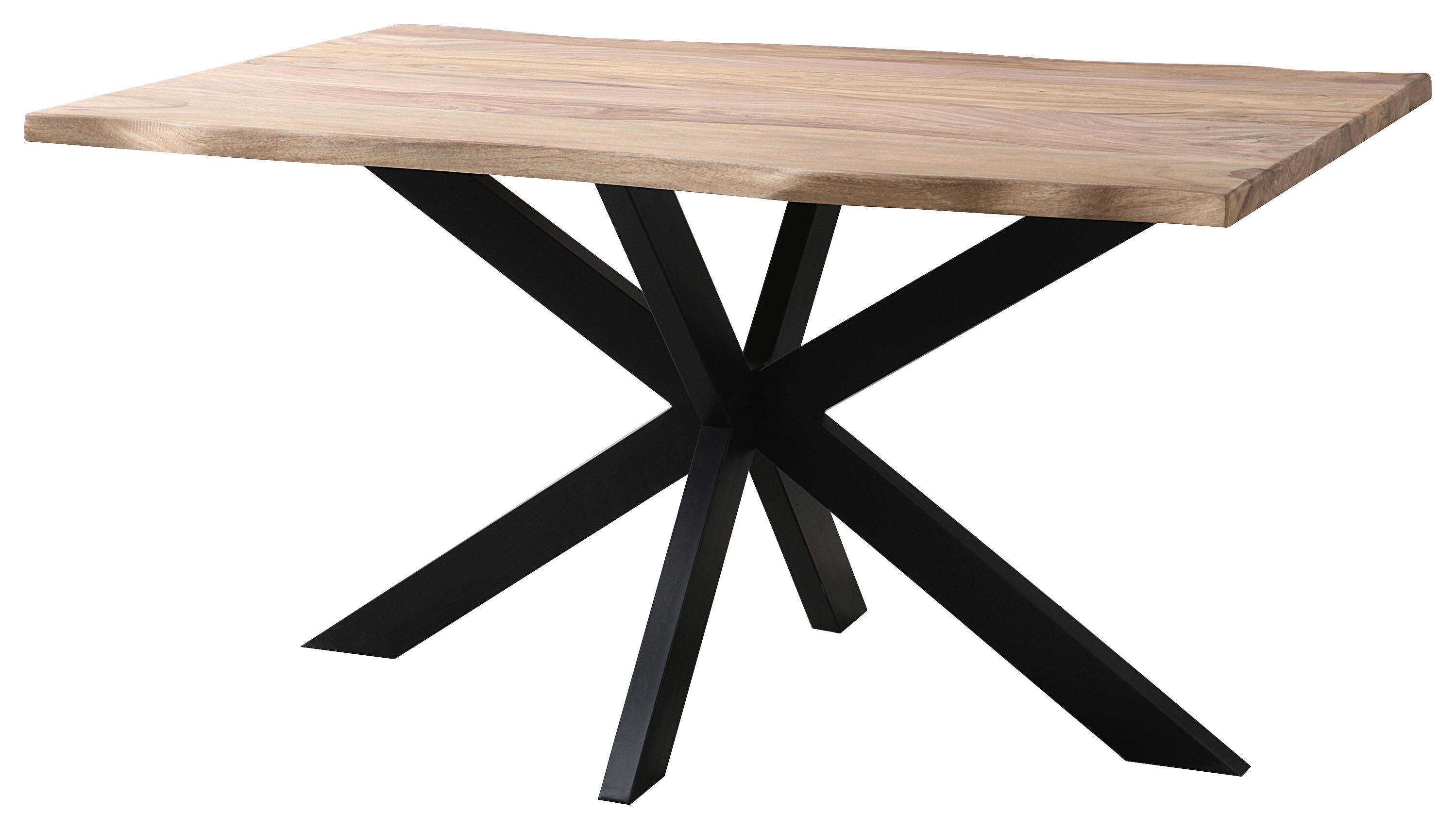 Étkezőasztal Amon - barna/fekete, Natur, fa/fém (140/77/85cm) - Zandiara