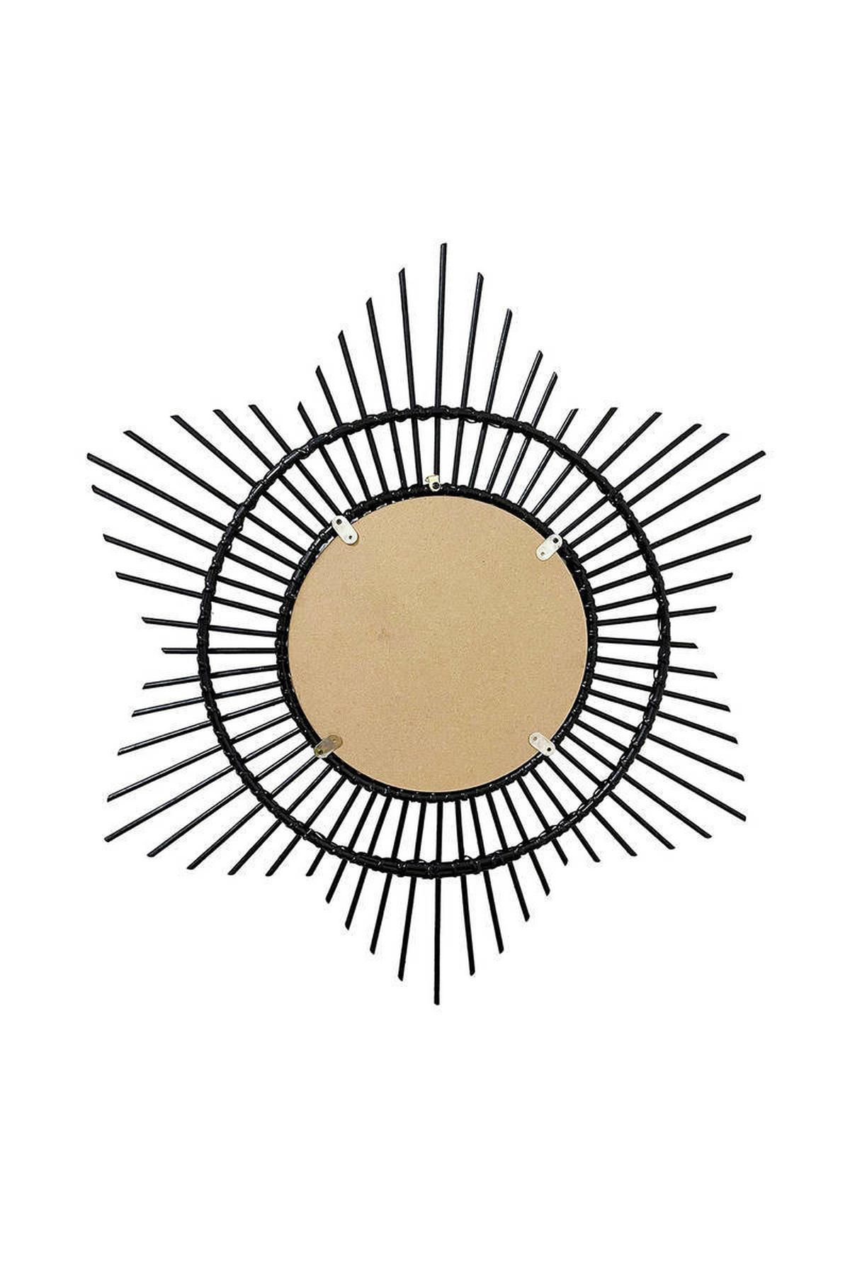 WANDSPIEGEL RATTAN SPIEGEL AINA 425 - Schwarz, Trend, Glas/Holz (52/52/2cm) - Kayoom