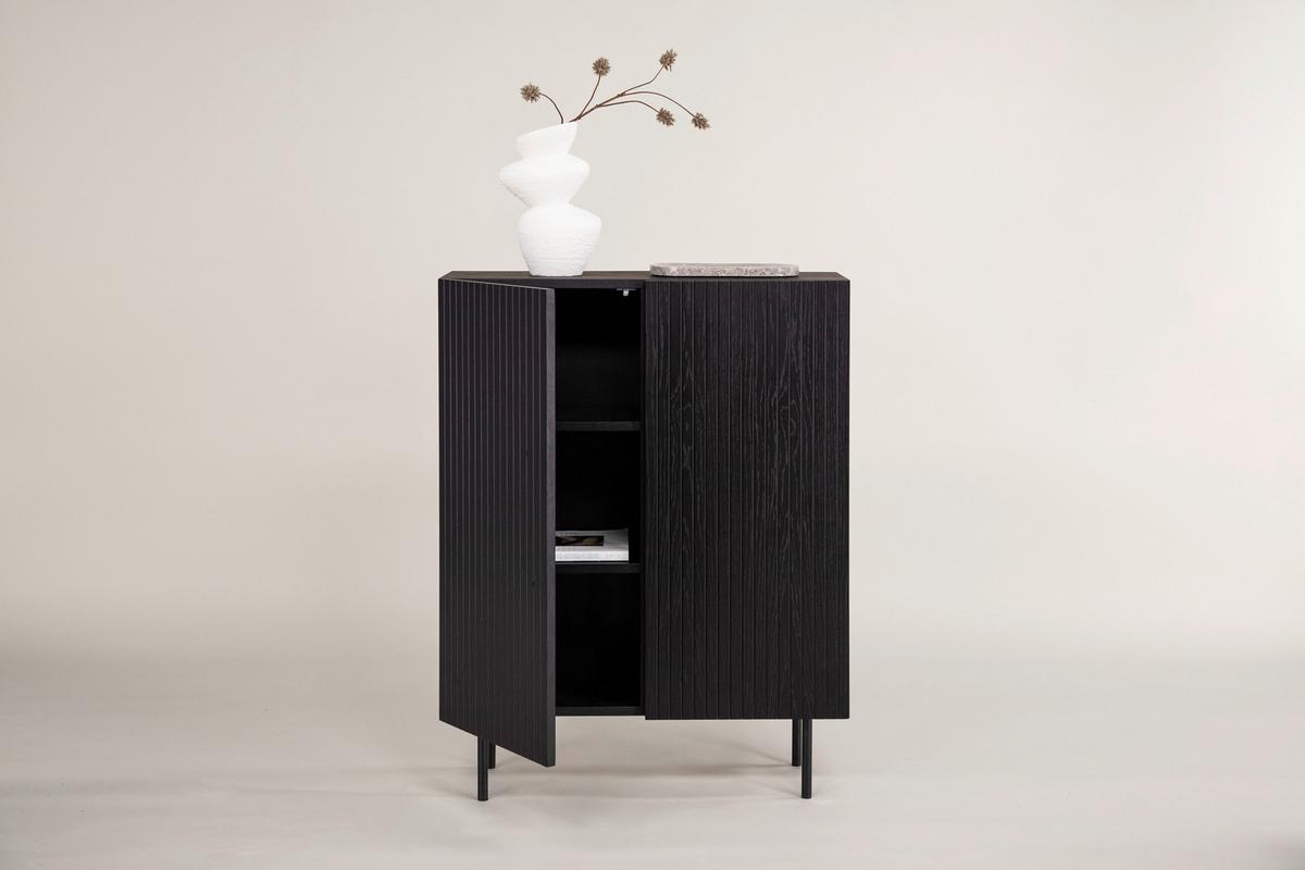 HIGHBOARD BJÖRKÖN - Schwarz, Design, Holzwerkstoff/Metall (80/103/30cm) - Livetastic