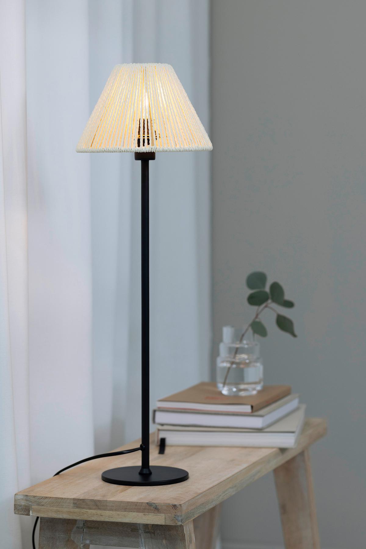 Tischleuchte Corda Table Schwarz max. 20 Watt - Beige/Schwarz, Basics, Papier/Metall (20/20/61,5cm) - Markslöjd