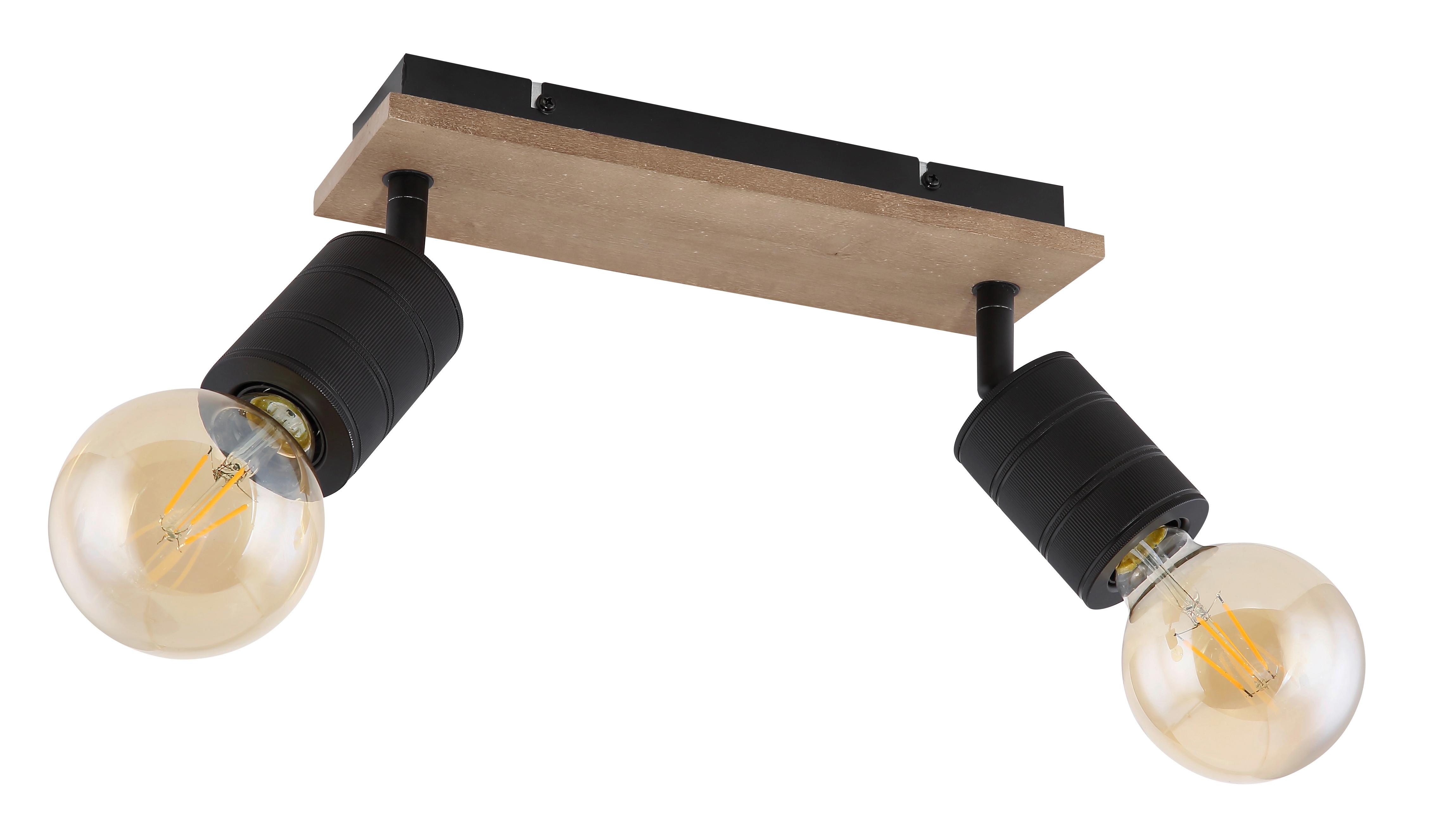 Strahler Josella in Schwarz max. 60 Watt - Dunkelbraun/Schwarz, Design, Holz/Metall (31/10/18cm) - Globo