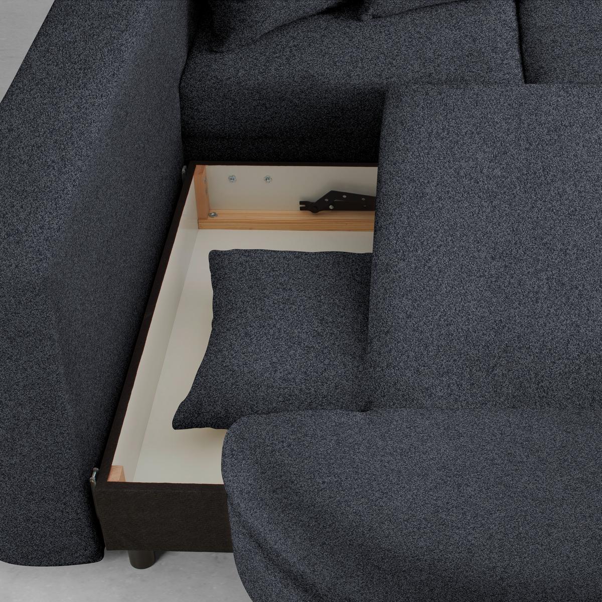 Ecksofa Axel Dunkelgrau - Dunkelgrau/Schwarz, MODERN, Textil/Metall (250/87/291cm) - Mömax