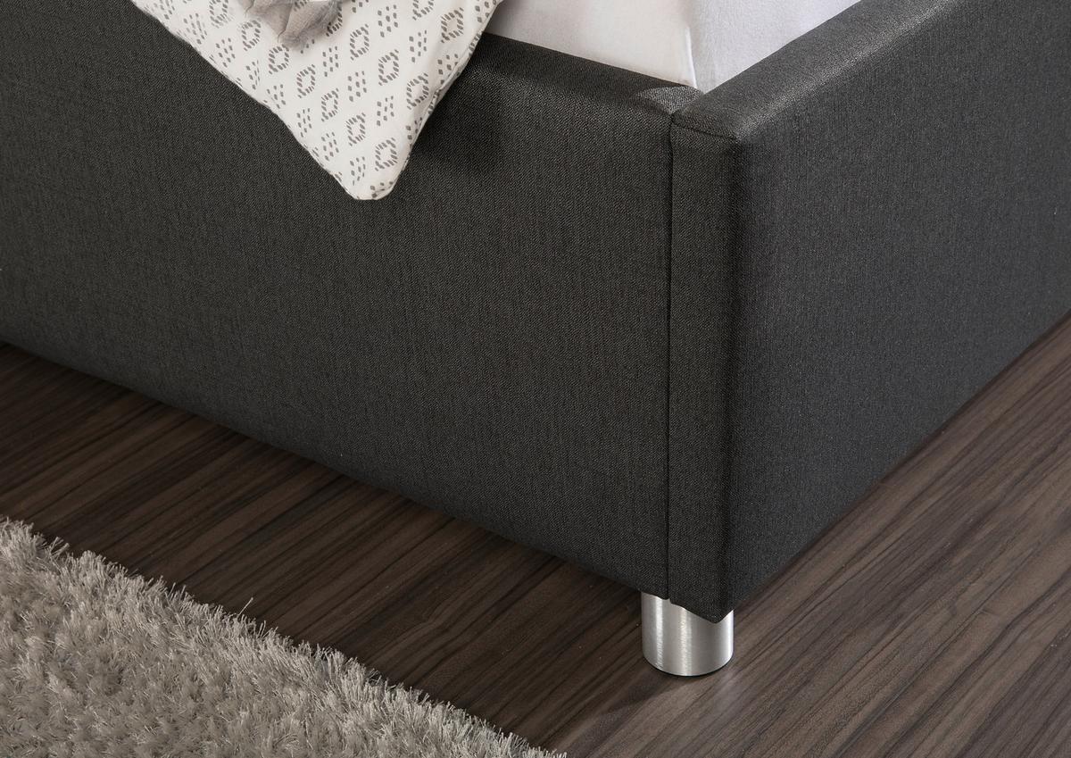 Polsterbett Fraser Anthrazit ca. 100x200 cm - Anthrazit/Alufarben, MODERN, Textil/Metall (100/200cm) - Livetastic