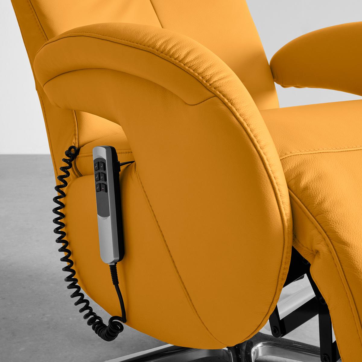Relaxsessel Sitting 2 Gelb - Chromfarben/Gelb, MODERN, Leder (70/111/80cm) - Premium Living