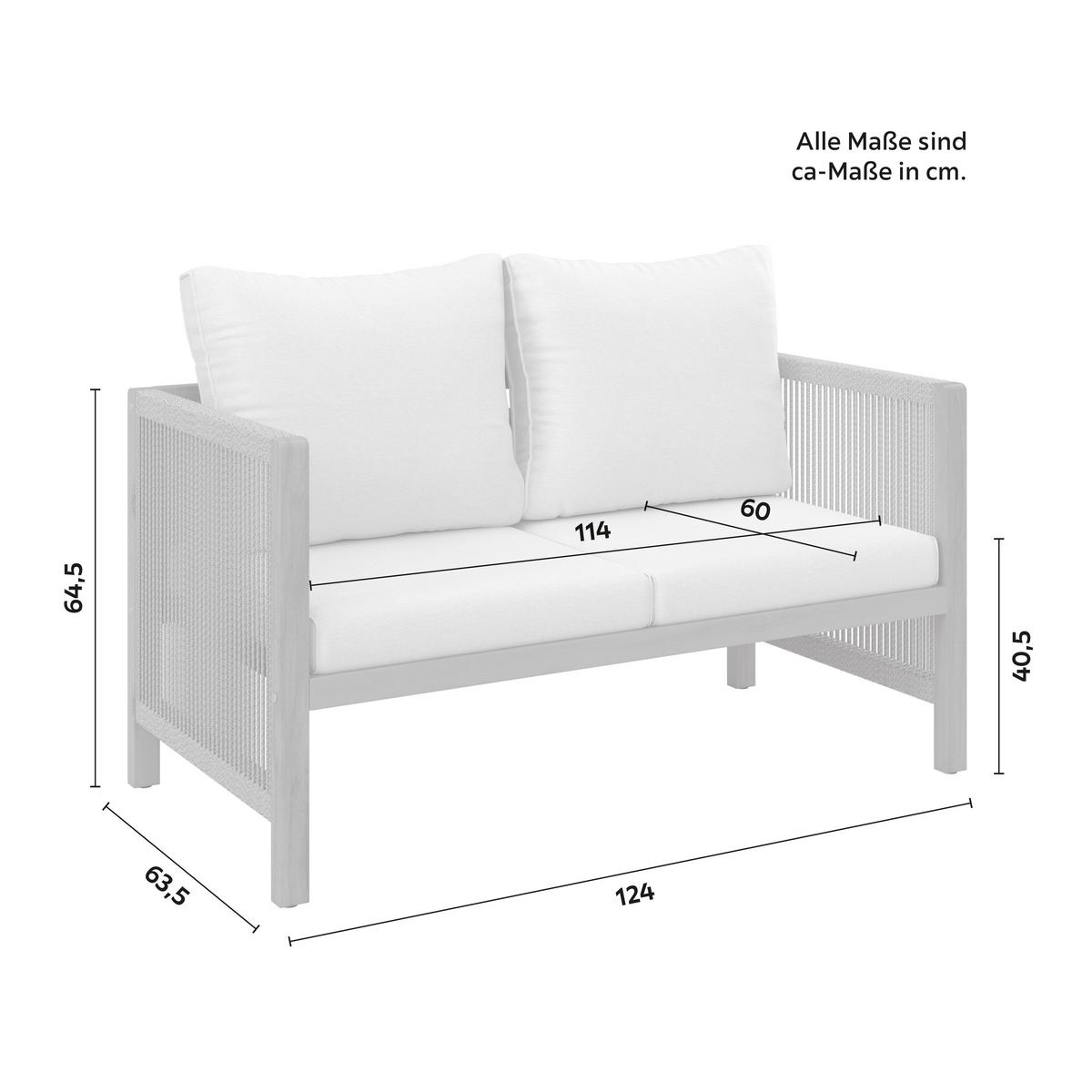 Loungegarnitur Effie Hellgrau Holz/Textil - Hellgrau, Modern, Holz/Kunststoff (124/64,5/63,5cm) - Bessagi Garden