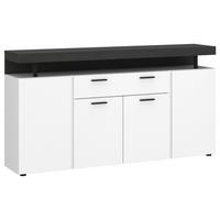 Komoda Fly, Bela, Temno Siva - temno siva/črna, Trend, umetna masa/leseni material (164/90/39,6cm)