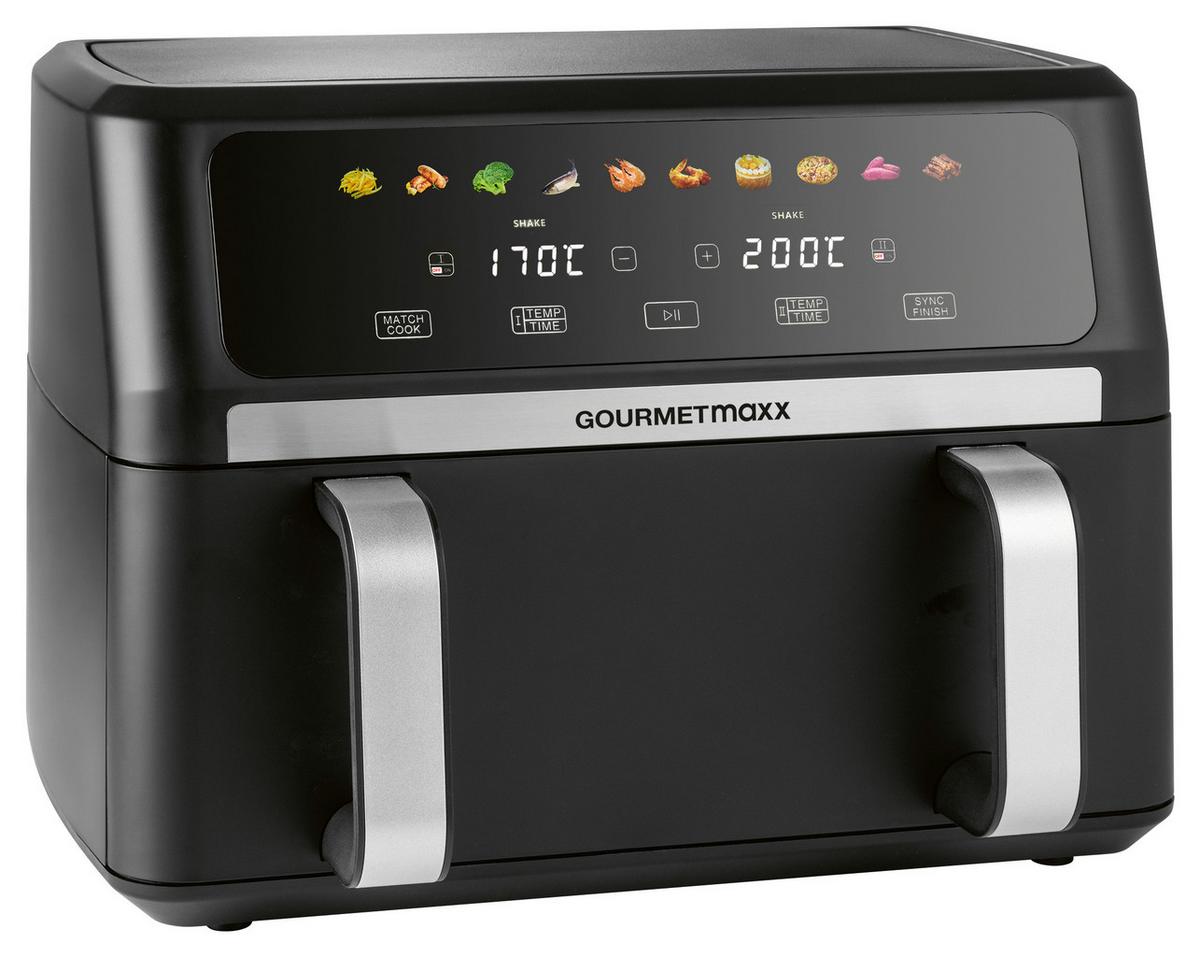 Heißluftfritteuse Gourmetmaxx Schwarz max. 2800 Watt - Edelstahlfarben/Schwarz, MODERN, Kunststoff/Metall (40.5/35.4/29cm)